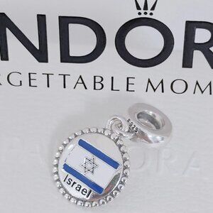 Pandora Israel Flag Dangle Charm Exclusive Travel Pendant S925 Silver with box